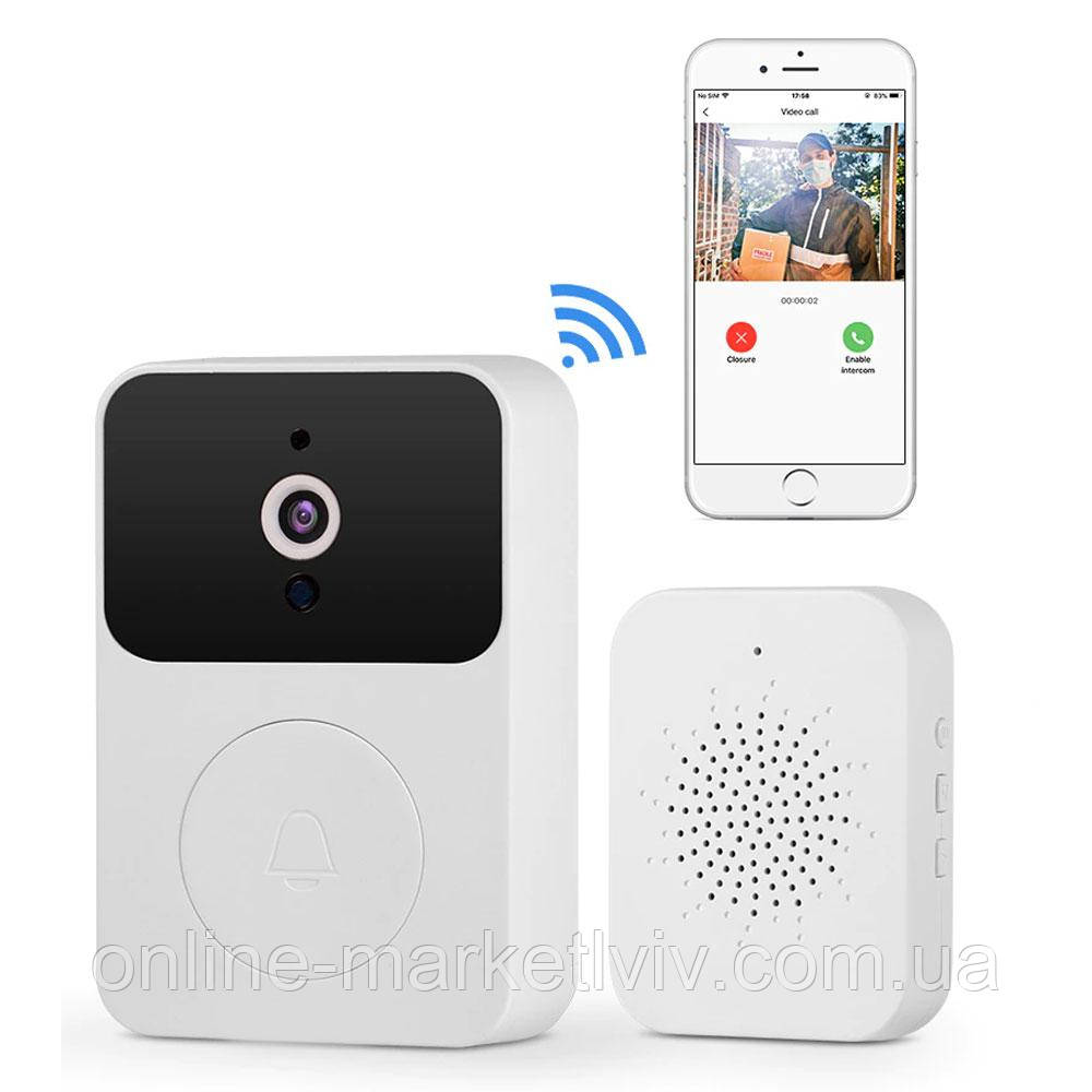 Домофон з камерою WiFi і датчиком руху Doorbell X9 / Розумний дверний відеодомофон для дому, фото 1