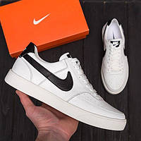 Мужские белые кроссовки Nike White Leather, мужские кожаные кроссовки, молодежные кроссовки на белой подошве