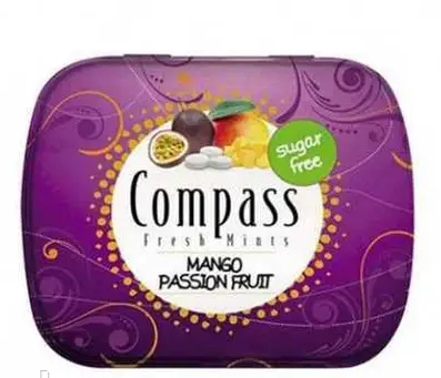 Льодяники Compass Fresh mints Mango зі смаком манго без цукру, ж\б, 14 г., фото 1