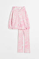 Дитячий рожевий трикотажний костюм тай дай в рубчик для дівчинки 104 см (3-4Y)