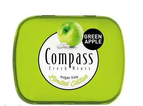 Льодяники Compass Fresh mints Green Apple зі смаком яблука без цукру, ж\б, 14 г.