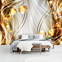 Флізелінові фото шпалери абстракція в інтер'єрі 312x219 см Золоті кулі і лінії (10296VEXXL)+клей