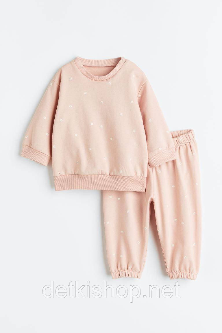 Трикотажний дитячий рожевий костюм світшот та штани для дівчинки
