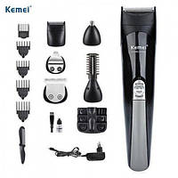Триммер для бороды Kemei KM-600 11 в 1 с подставкой Профессиональная машинка для стрижки мультитриммер бритва
