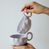 Фарфоровая чашка "хмарка" Zguro ceramics, 250 мл, лавандовая