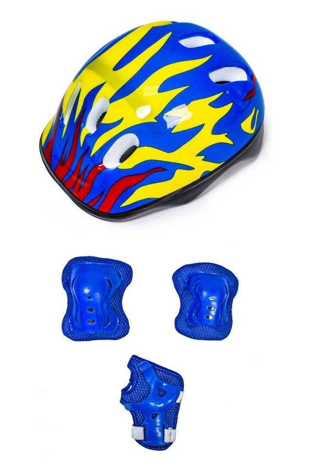 Захисний комплект (захист на коліна, лікті, долоні + шолом), малюнок Захисний комплект (захист на коліна, лікті, долоні + шолом), малюнок