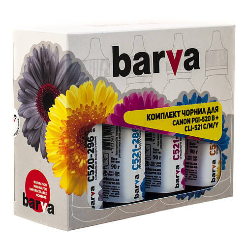 Комплект чернил для принтера BARVA Canon PGI 520 BL + CLI-521 C/M/Y 90 ...