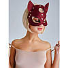Червона еротична маска кішки для обличчя жіноча з металевим заклепками БДСМ, фото 9