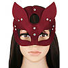 Червона еротична маска кішки для обличчя жіноча з металевим заклепками БДСМ, фото 6