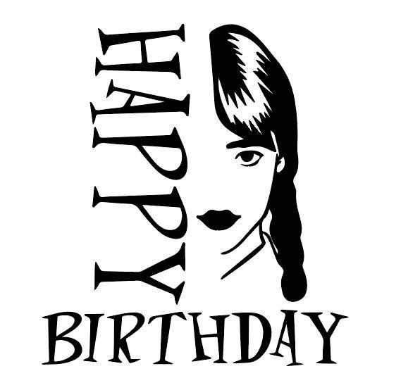 Наклейка "Венсдей / Венздей" 35х32см оракал портрет Happy Birthday кулю баббл (колір на вибір)