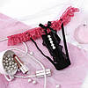 Трусики жіночі перли відкриті еротична білизна рожево чорні розмір M - L, фото 6