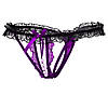 Еротичні Трусики Стрінги Жіночі з вирізом чорні з фіолетовим Розмір M - L, фото 3