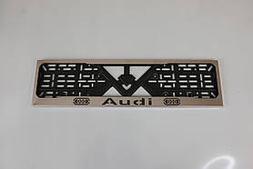 Рамка номерного знаку з нержавіючої сталі з написом AUDI (1 шт). Рамка номера з нержавейки АУДІ