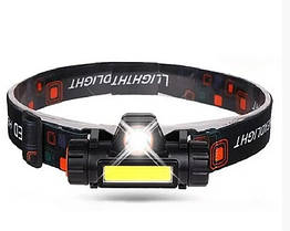 Ліхтар налобний акумуляторний 872-XPE+COB з магнітом