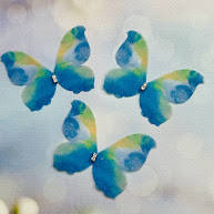 Метелик (шифон, двошарові), блакитний+зелений, 60*45 мм, шт