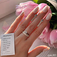 Комплект Набір Сережки + Кільце Срібло 925 проби з фіанітами + пластини Золота 375 проби Розміри 15-21