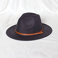 Шляпа Федора унисекс с устойчивыми полями Vintage темно-серая (графит)