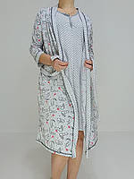 Жіноча літня піжама: нічна сорочка + халат з поясом, від  46 до 56 р-ру. Піжама жіноча, Україна