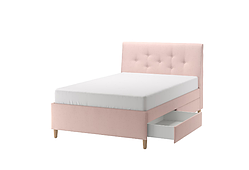 М'яке ліжко з ящиками IDANÄS блідо-рожевий,140х200 см