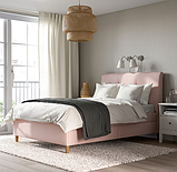 М'яке ліжко з ящиками IDANÄS блідо-рожевий,140х200 см, фото 2