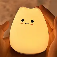 Детский силиконовый ночник светодиодный LED Котик Little Cat Silicone Led Белый