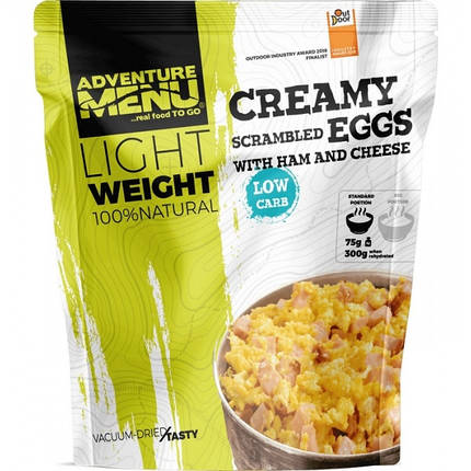 Сублімована страва: Омлет із шинкою та сиром Adventure Menu Creamy scrambled eggs with ham and cheese 112 г, фото 1