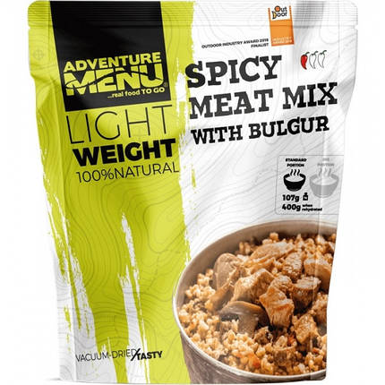 Сублімована страва: Пряна м'ясна суміш з булгуром Adventure Menu Spicy meat mix with bulgur 107 г (AM 206), фото 1