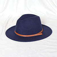 Шляпа Федора унисекс с устойчивыми полями Vintage темно синяя