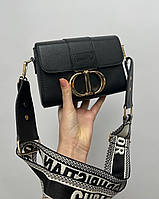 Сумочка жіночі чорна Christian Dior 30 Montaigne Bag Black Leather