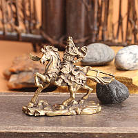 Старинная латунная миниатюра статуэтка китайский бог богатства воин Гуань Гун