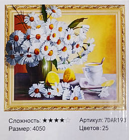 Алмазна мозаїка 5D за номерами 40*50 см "Ромашки" карт уп. (Полотно на раме камни) 7DAR193 KNZ