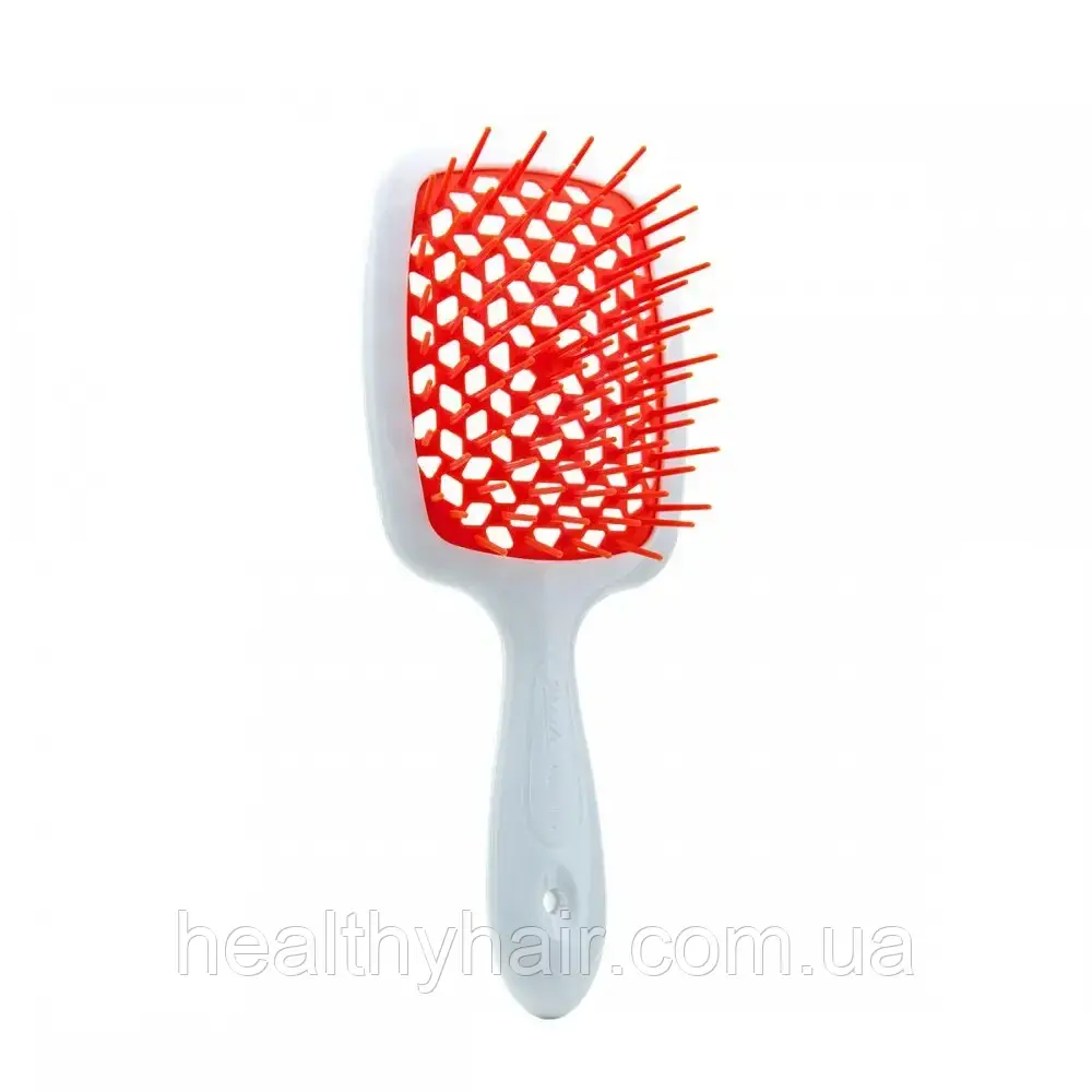 Janeke  Продувна широка щітка для укладання волосся та сушки феном Superbrush (біла із помаранчевими зубчиками)