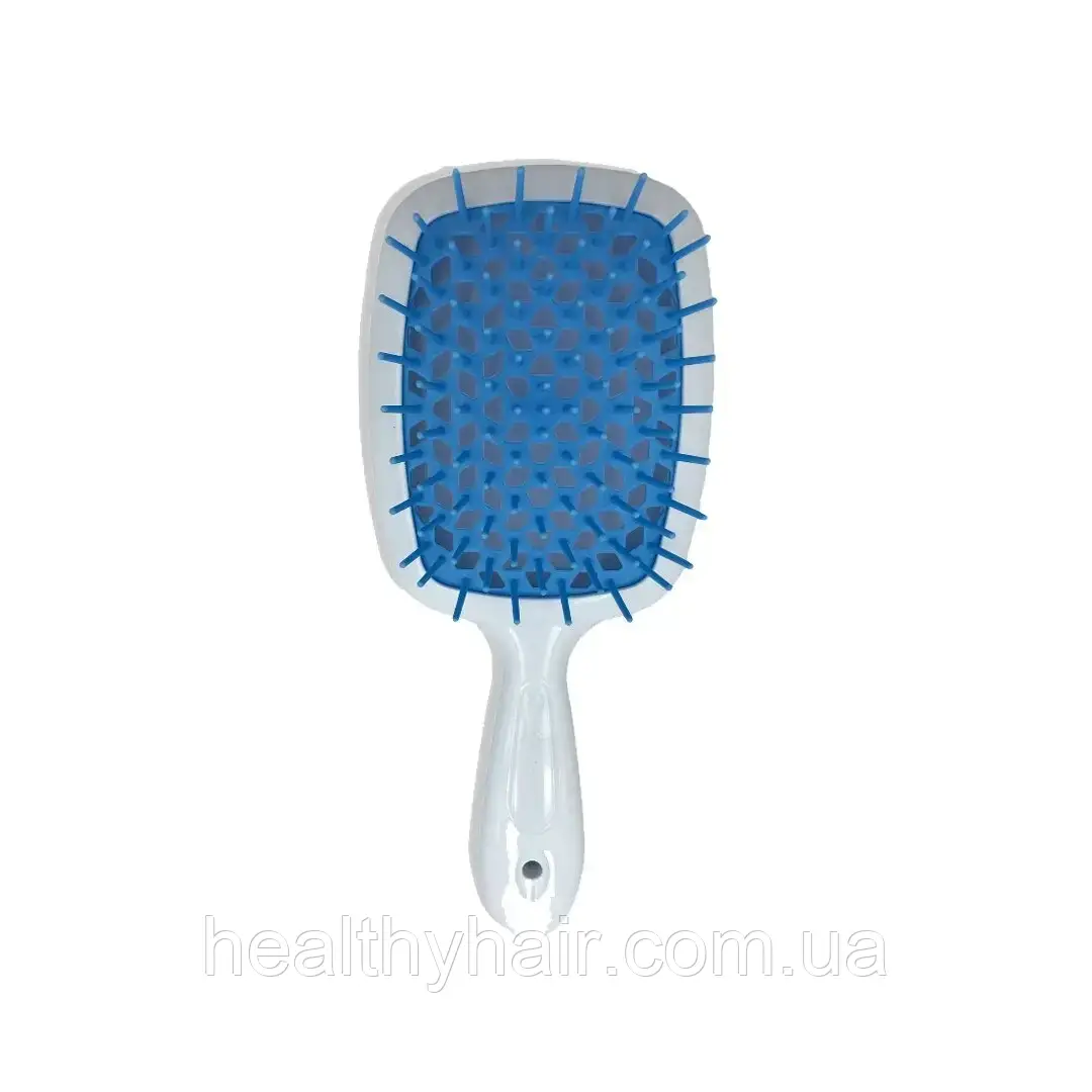 Janeke Продувна широка щітка для укладання волосся та сушки феном Superbrush (біла із синіми зубчиками)