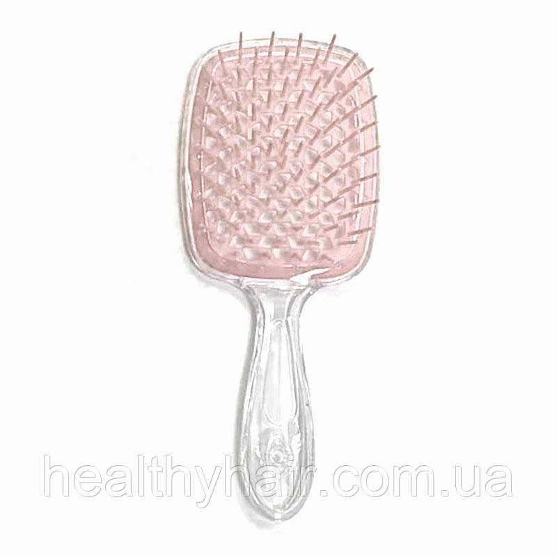 Janeke Продувна широка щітка для укладання волосся та сушки феном Superbrush (прозора з кремовими зубчиками)
