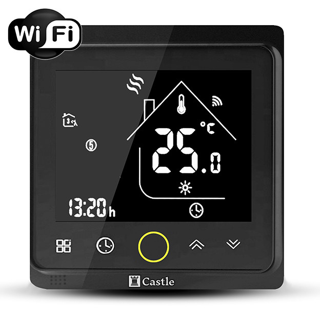 Терморегулятор Castle PWT-002 Black Antracit Wi-Fi / Програмований, з 2-ма датчиками, інверсний екран, фото 1