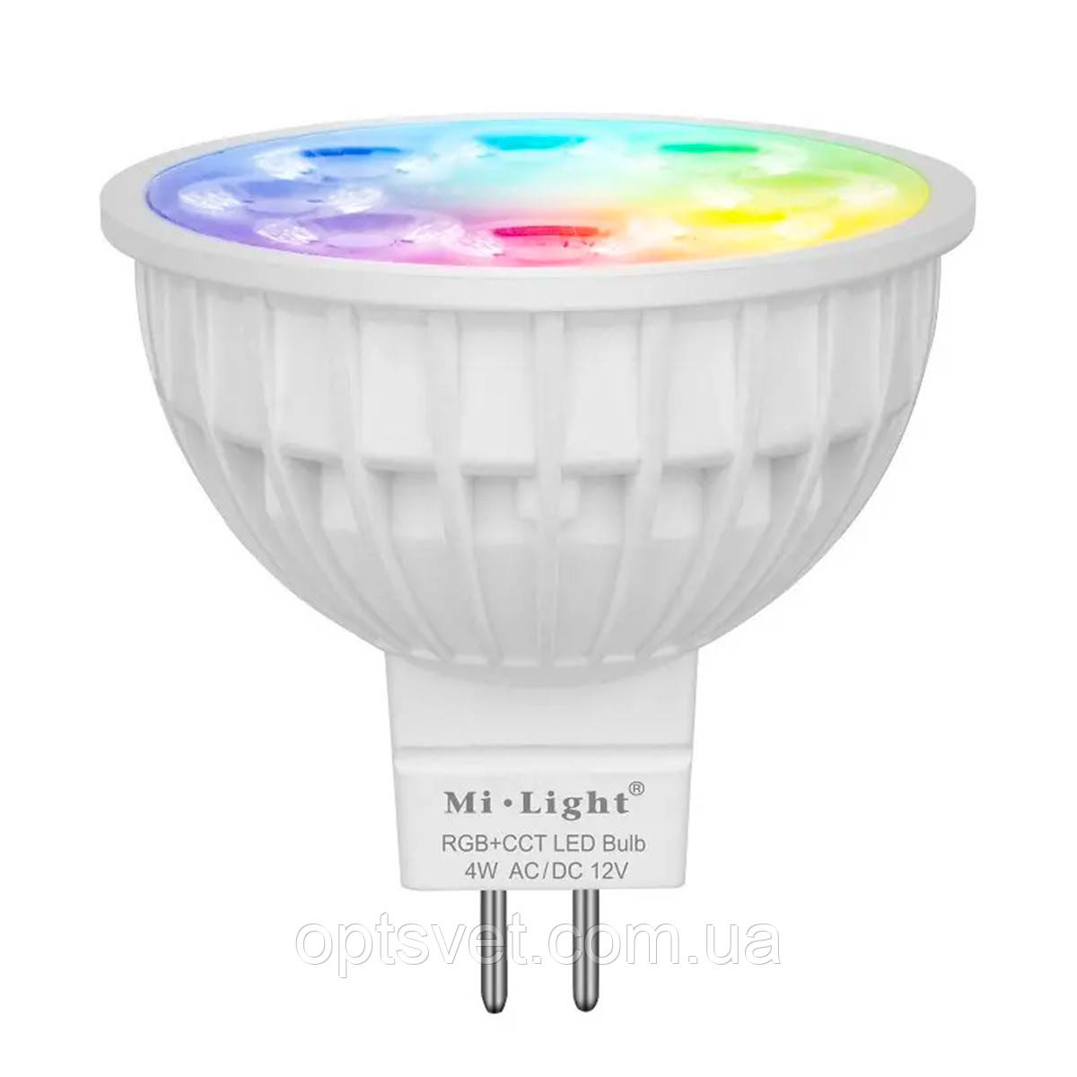 Світлодіодна лампа Mi-light MR16 4 W GU5.3 2700-6500 K+ RGB DIM 12 V FUT104 (LL104-RGB+CCT), фото 1