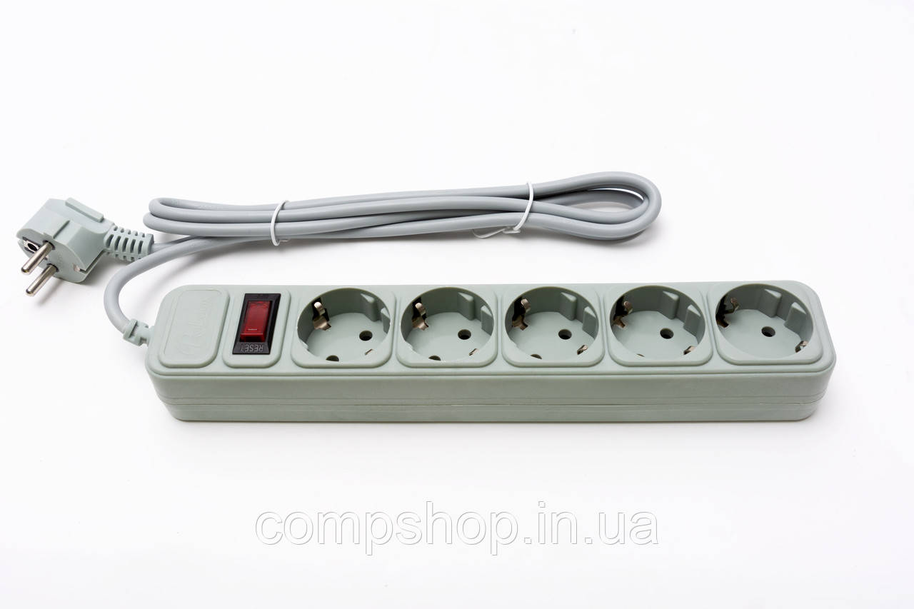 Мережевий фільтр 1.8м ProLogix PRS-075P5-18G (0.75) 5 розеток, сірий (код 132532)