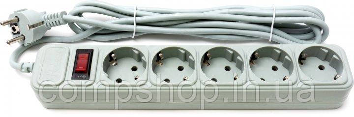 Мережевий фільтр 3.0м ProLogix PRS-075P5-30G (0.75) 5 розеток, сірий (код 132533), фото 1