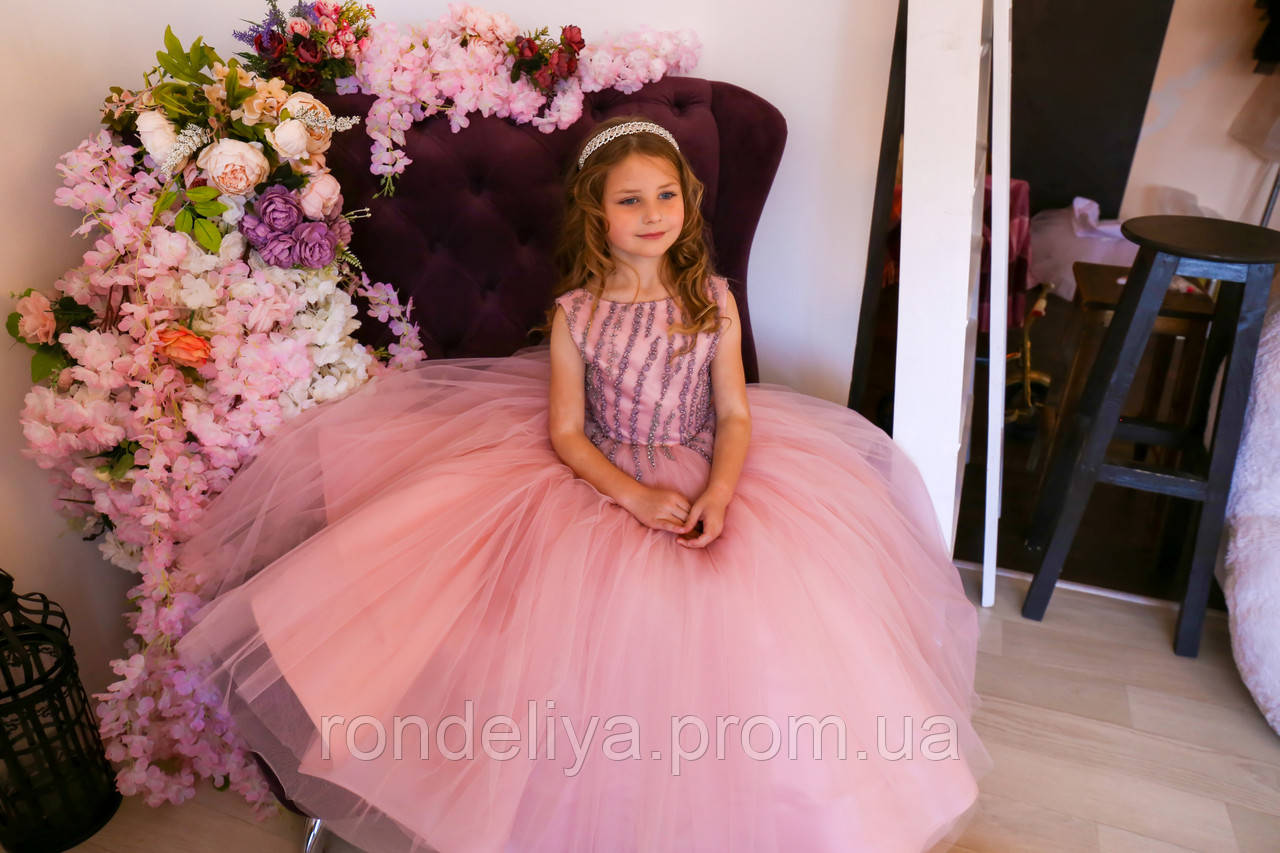 Дитяча сукня пудрово-фіолетового кольору на зріст 122-128 см