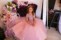 Детское платье пудрово-фиолетовое на рост 122-128 см