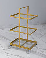 Візок для майстра VM934 каркас метал Золотий, полички прозоре скло (VelmiTM)
