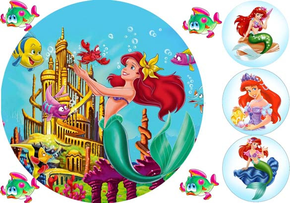 Вафельна картинка для тортів Modecor Принцеса Русалка 3