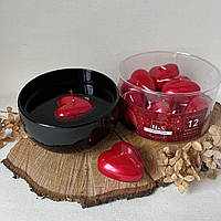 Плавающие свечи красные перламутровые форма сердца (12 шт) Home&Style