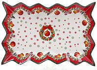 Блюдо фарфоровое "Рождественский орнамент" 25х16см сервировочная посуда Bona