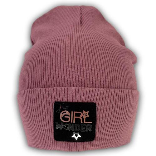 Трикотажная шапка с отворотом для девочки (одинарная)