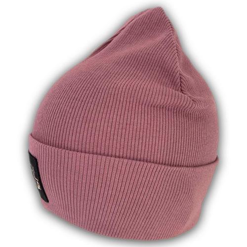 Трикотажная шапка с отворотом для девочки (одинарная)