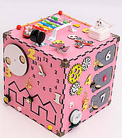Бізікуб 30Х30Х30 Бізіборд Дитячий розвиваючий куб комплекс Розвиваюча іграшка Кольоровий 22 елемента Для дівчинки