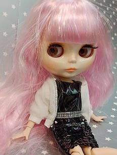 Лялька Блайз Blythe Амелія з рожевим волоссям, 3D ока 4 кольори + 10 пар пензлів + одяг та взуття