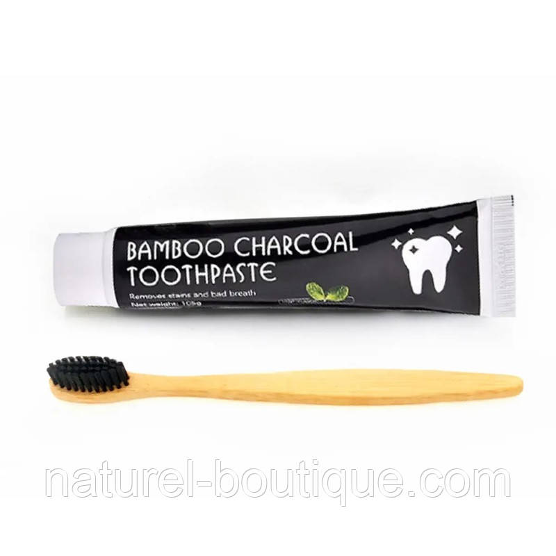 Зубна паста Charcoal Toothpaste with Brush з активованим вугіллям у комплекті зубна щітка, фото 1