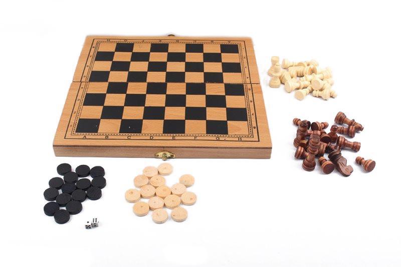 Дерев'яні Шахи S3023 з шашками та нардами